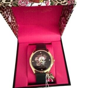 Ed Hardy Skull & Roses Love Kills Slowly Quartz Wristwatch w/ Box